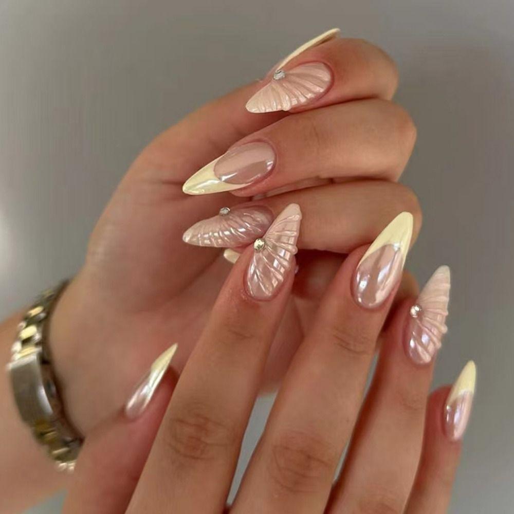 French False Nails Long Almond Nail Tips New Press on Nails DIY