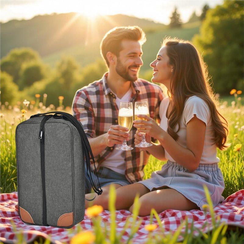 ABUL-Wine Bag For Travel, Picnic-Wine Cooler Bag, Wine Bottle Carrier Tote Bag Set-Insulated Cooler Compartment