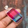Bi-Color Tourmaline Gemstone Handmade 925 Sterling Silver Jewelry Pendant