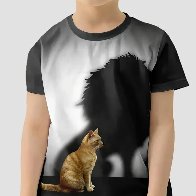 Ретро 3D принт повседневная детская одежда топ футболка футболка животные дети мальчик аниме футболки с коротким рукавом