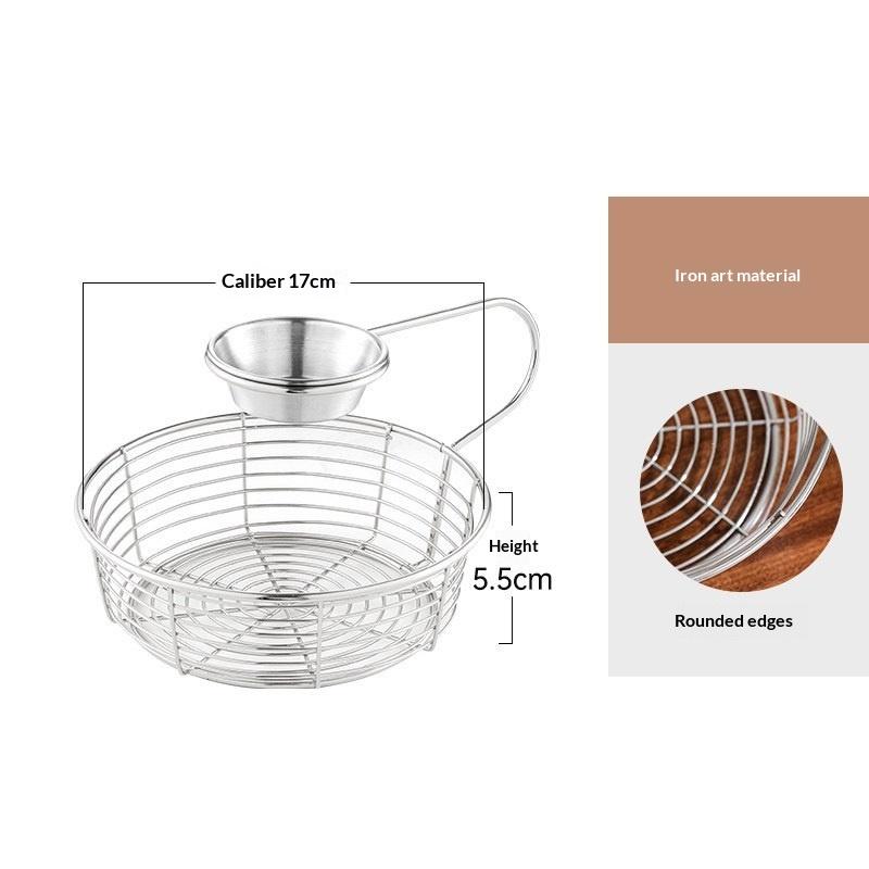 Creative Snack Basket Organizer with Hanging Sauce Cup for Stainless Steel Display