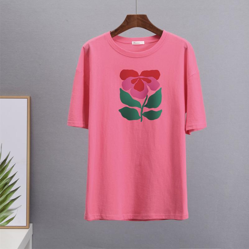 Hirsionsan Harajuku футболка с цветочным принтом женская летняя шикарная готическая одежда абстрактные футболки с рисованной графикой свободные хлопковые женские топы