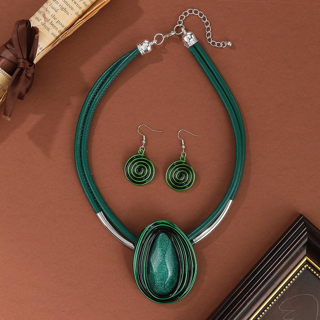Colorful Crystal Oval Shape Necklace Earrings for Women Party Statement Jewelry Gifts