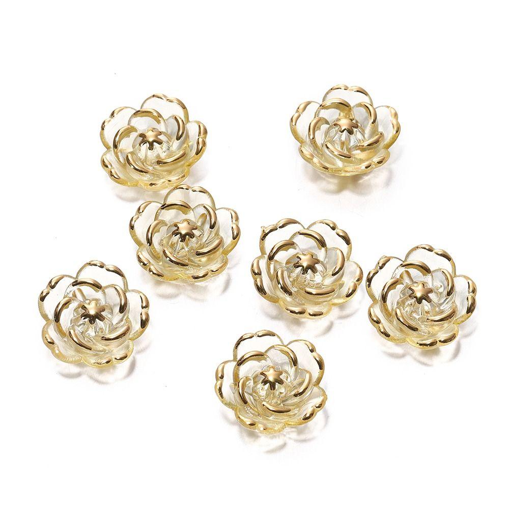 10Pcs Ornament Flower Beads Acrylic All-Match Pendant Durable Hole Charm for Jewelry Making