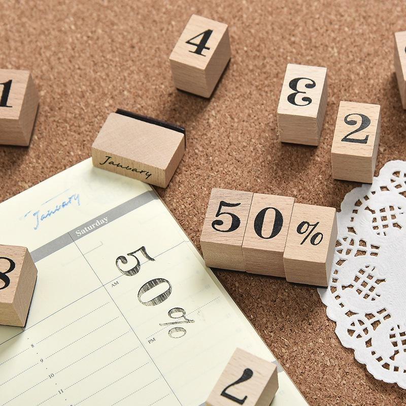 DIY Week Month Wooden Log Rubber Stamp Set