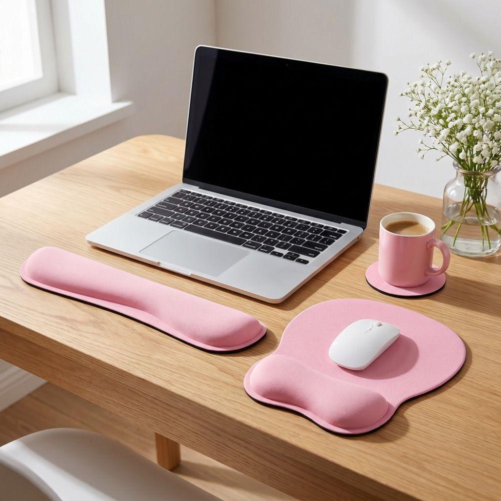 3Pcs Soft Mouse Wrist Support Pad Non-Slip Base Wristband Mouse Mat Computer Accessories