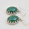 Handmade Oval Malachite Earrings: 925 Sterling Silver Crown Setting Earring