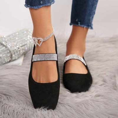 Женские туфли на низком каблуке - Обувь - Новые туфли с квадратным носком из замши с пайетками, неглубокий вырез