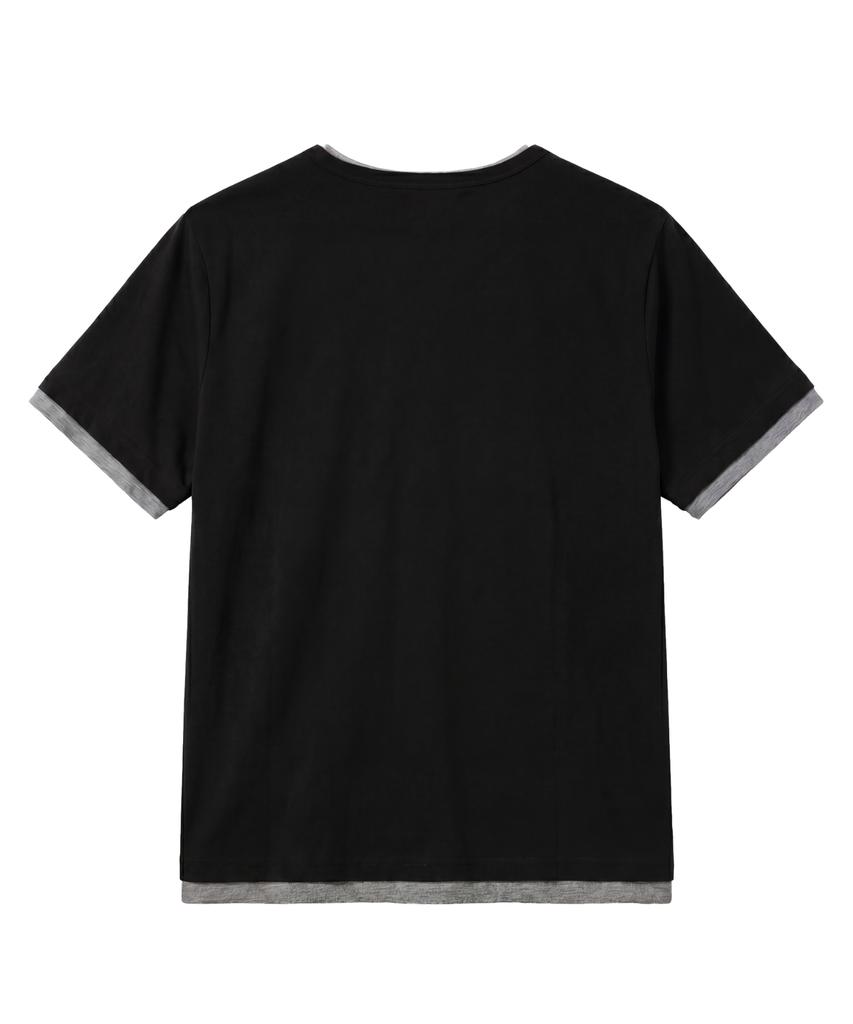 IDWS Layered Henley Neck T-Shirt Black