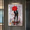 Abstract Lover Red Umbrella Oil Painting Canvas Posters and Prints Wall Art  Pictures for Living Room Home Decoration