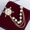 Elegant Pearl Snowflake Chain Tassels Brooch Fashion Brooches for Women Chain  Pin Jewelry
