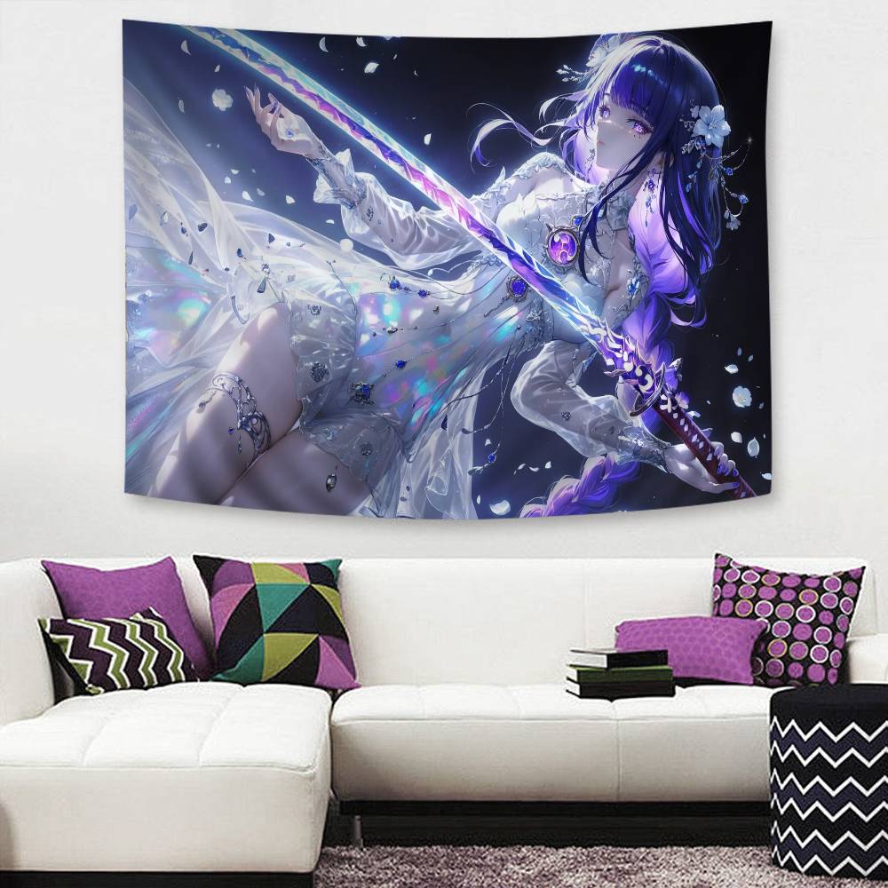 Raiden Shogun Genshin Impact DIY Wall Tapestry Art Science Fiction Room Home Decor Wall Art Decor