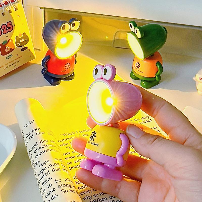 LED Mini Night Light Cute Frog Foldable Desk Lamps Desktop Ornament Book Light Kids Room Bedside Bedroom Decor Holiday Gifts