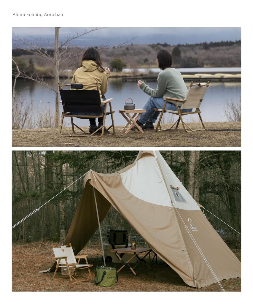 Alumi Folding Armchair Outdoor Chair Camping Chair Folding Chair Outdoor Stylish Aluminum High Chair Oxford Cloth Storage Bag Included S'more 2.5kg