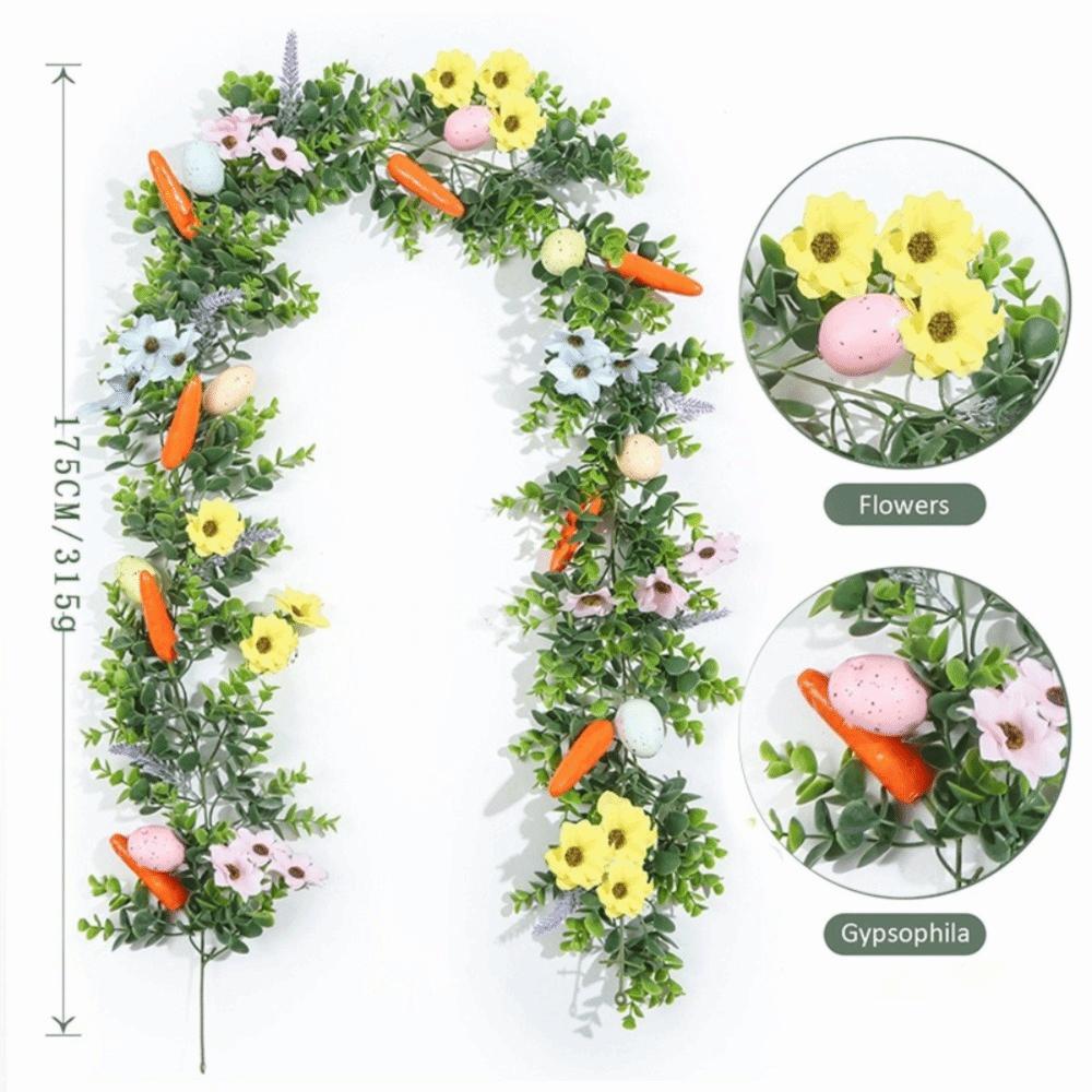 Artificial Easter Egg Garland with Egg Carrot Wreath Creative Spring Vine Flower  Easter Decoration