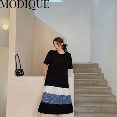 MODIQUE, летнее платье больших размеров, новая классическая рубашка, женское свободное лоскутное платье из хлопка и льна со рюшами, однотонные повседневные женские платья с круглым вырезом
