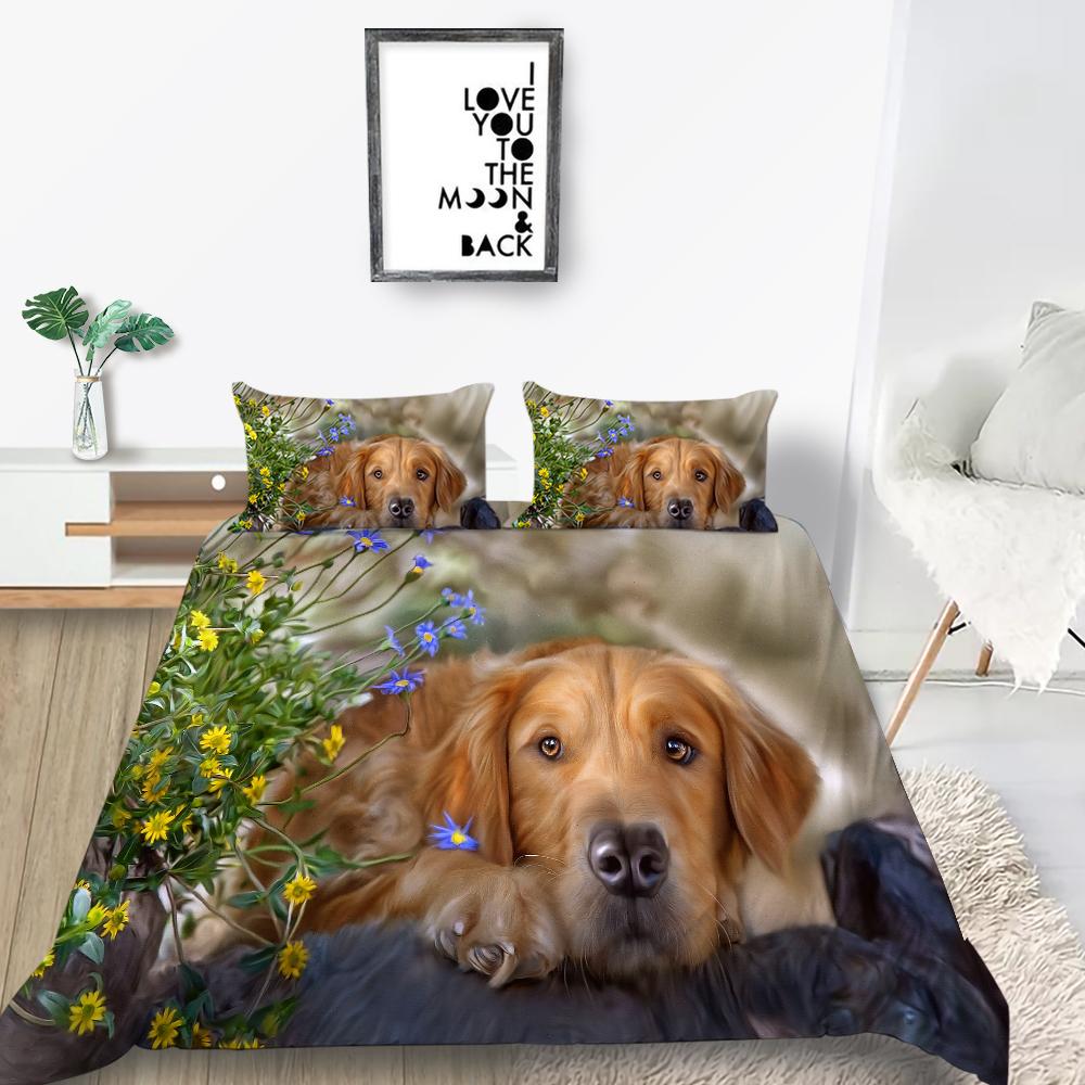 Пододеяльник для домашних животных с 3D принтом собак, комплект постельного белья, креативный домашний текстиль, покрывала из микрофибры для мужчин и женщин, покрывала King Size