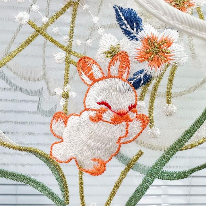 Embroidered Rabbit Faux Collar Decorative Collar for Ancient Costume Removable False Collar Little Girl Adjustable Shawl