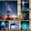 3d Print Lighthouse Galaxy Shower Curtains Night Starry Sky Bathroom Curtain Waterproof Polyester Fabric With Hook Bath Curtain