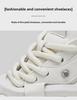 2024 Men's White High-Top Shoes with 12cm Invisible Height Increase, Air Cushion, Thick Sole, Fashionable Dad Sneakers