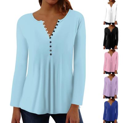 Женский повседневный топ свободного покроя с длинным рукавом и пуговицами