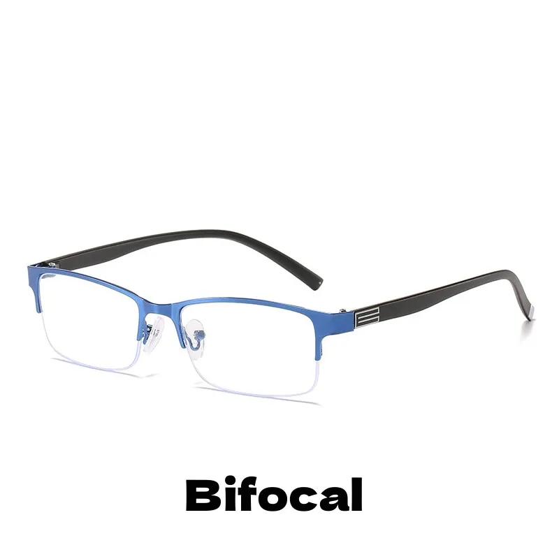Mens Bifocal Reading Glasses Business Style Progressive Vision Adjustment Eyeglasses for Near Far Sight Presbyopia