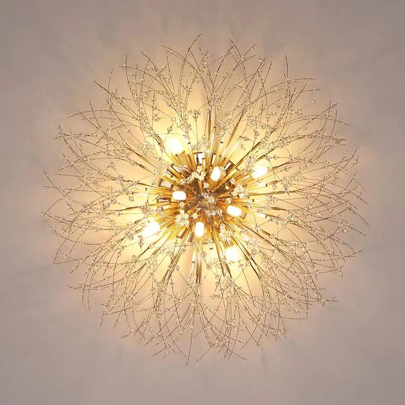 Nordic Modern Dandelion Ceiling Light Crystal Light Romantic Bedroom Dining Room Living Room Firefly Fireworks Lighting(bulb NOT Included)