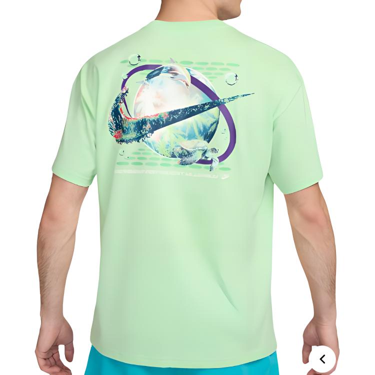 Nike T Shirts Men's Green Crew Neck Moderate Straight Fit FV4048-376