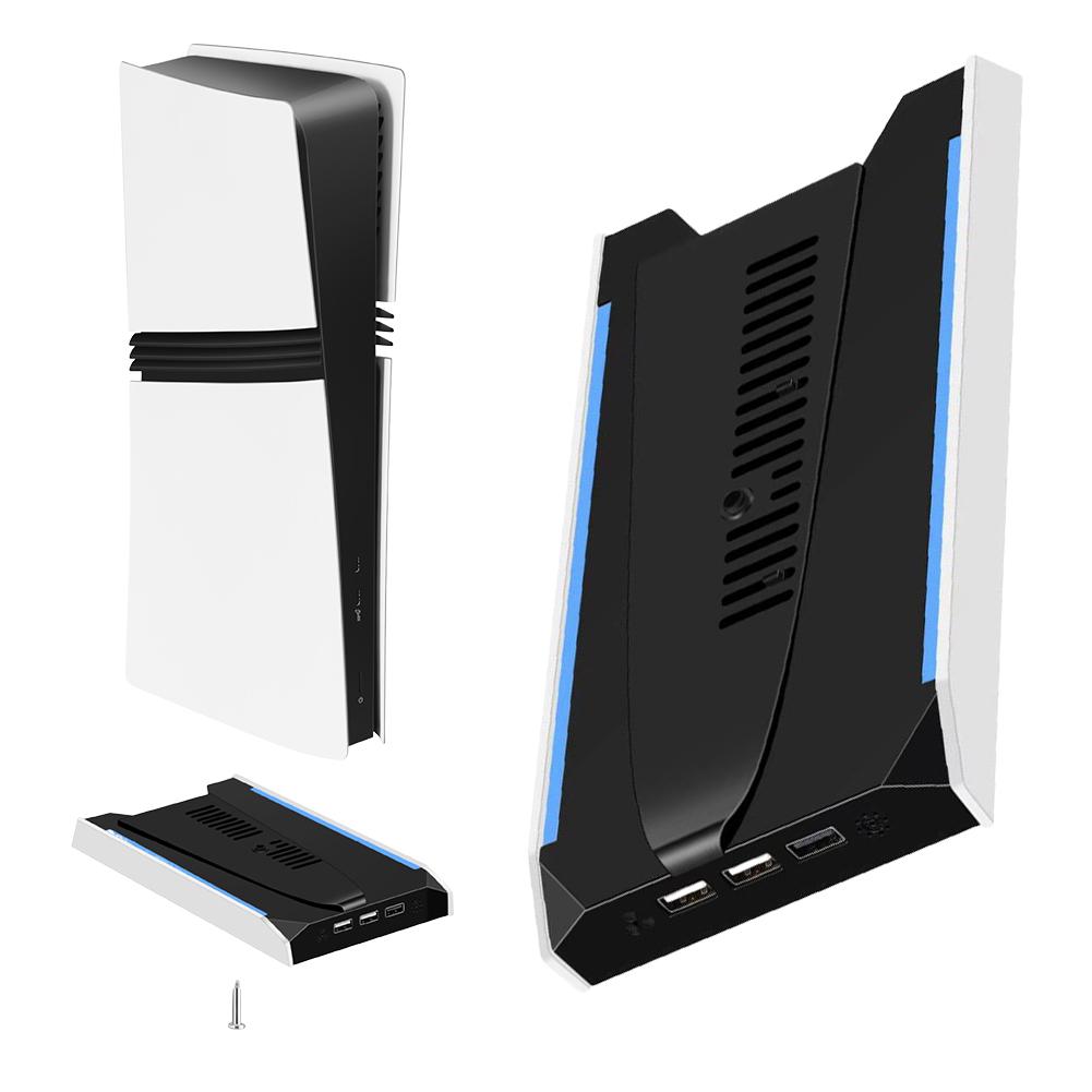 Вертикальная охлаждающая подставка RGB для PS 5 Slim/PS 5 Pro с 8 режимами подсветки и 3-скоростным вентилятором.