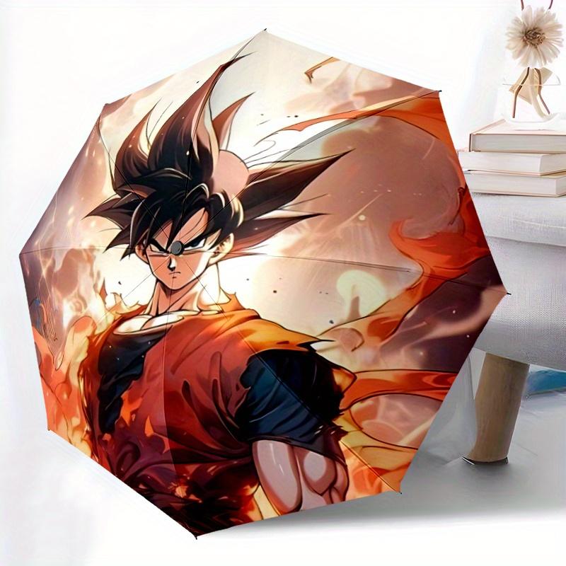 1pc Dragon Ball Z Goku Inspired Automatic Opening Folding Umbrella - Portable 3-Fold Design with Iron Frame - Outdoor, for Fans, Travelers, Daily