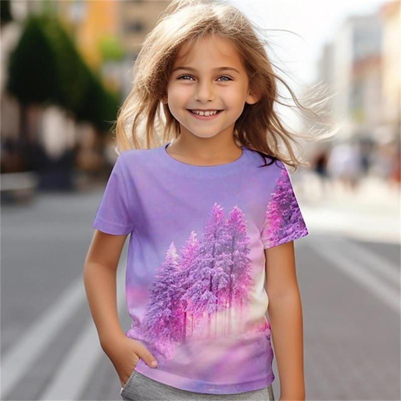 Children's Butterfly Printed Cute Multi Color T-shirts Girls Fashion Soft Comfortable T-shirt