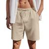 Men's Cotton Linen Shorts Beach Style Lightweight Breathable Casual Short Pants Vacation Hawaii Loose Fit Comfortable Shorts