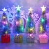 Mini LED Christmas Tree Decorations Desktop Miniature Light Home Decor Mini Luminous Xmas Tree DIY Ornaments for Office Party