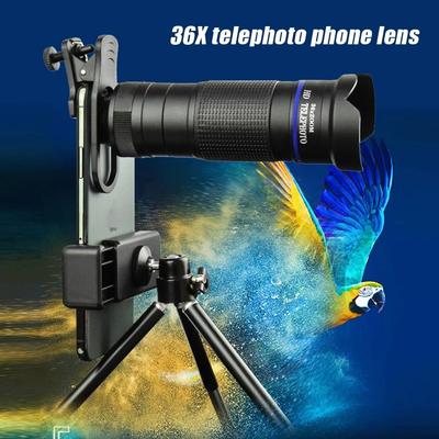 Монокулярный телескоп Zoom Macro Fisheye 4 в 1 Wide Angel Lens Kit Phone Camera Lens 36x Telephoto For Mobile Phone Iphone Samsung Xiaomi Huawei