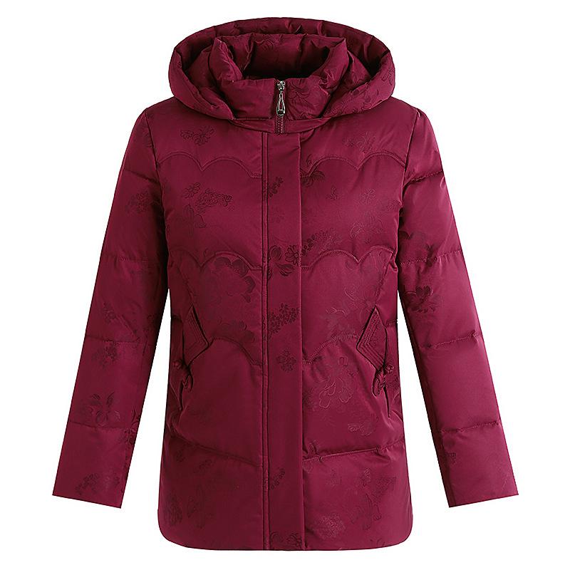 Пуховик женский средней длины зимний новый стиль с капюшоном модный тонкий большой размер женская куртка для мам