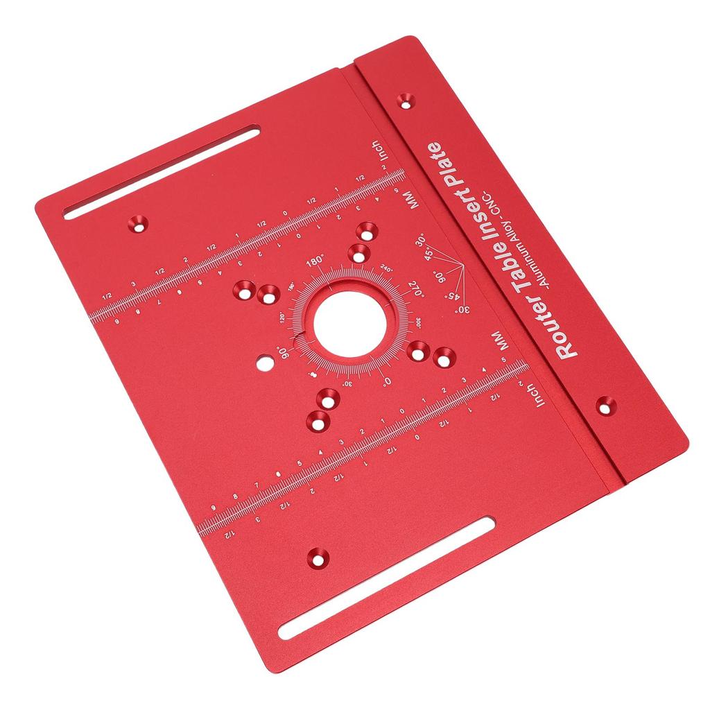Router Table Insert Plate with 2 Rings Aluminum Alloy Woodworking Bench Flip Plate for Trimming Engraving Red Metric