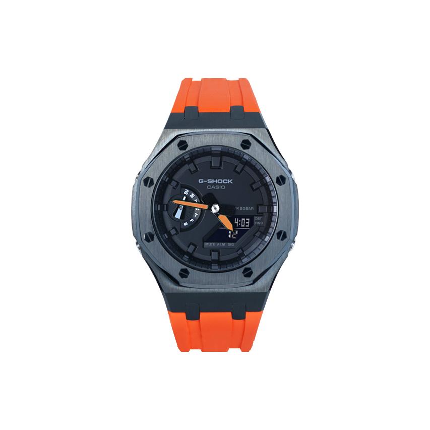 Casio Мужские часы с двойным дисплеем (жидкокристаллический/аналоговый) Серия Черные часы GA-2100-7A-