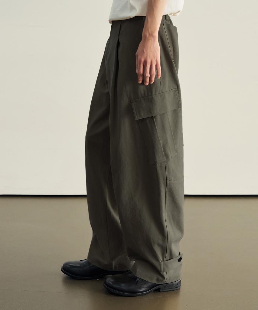ROTEMBER [Daily Room X Rotember] Balloon Leg Mill Wide Cargo Pants [Khaki]