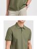 Langdeng Men's Silk Cotton Solid Color Short Sleeve Polo Shirt