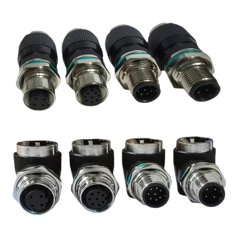 Industrial Ethernet Adapter 12mm 8Pin/4Pin to RJ45 Connectors Adapter Cat6 High Speed 10Gbps IP68 Waterproof Design