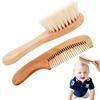 Набор детских щеток Zhejia из 2 предметов, Детская щетка для плюшевых игрушек, Массажер для кожи головы, Изготовлен из натуральной шерсти и дерева, Набор расчесок для новорожденных способствует кровообращению