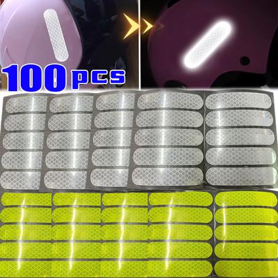 100-10 ШТ. Светоотражающая полоска-наклейка Предупреждение о безопасности для шлема Водонепроницаемая Высокая видимость ПВХ Отражающая лента для ночного времени Автомобилей Мотоциклов