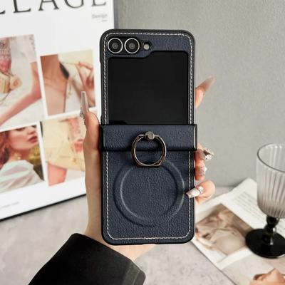 Ретро кожаный чехол-держатель для телефона Samsung Galaxy Z Flip 6 5 4 Flip6 Flip5 Flip4 Flip3 5G Защитный чехол с магнитным шарниром