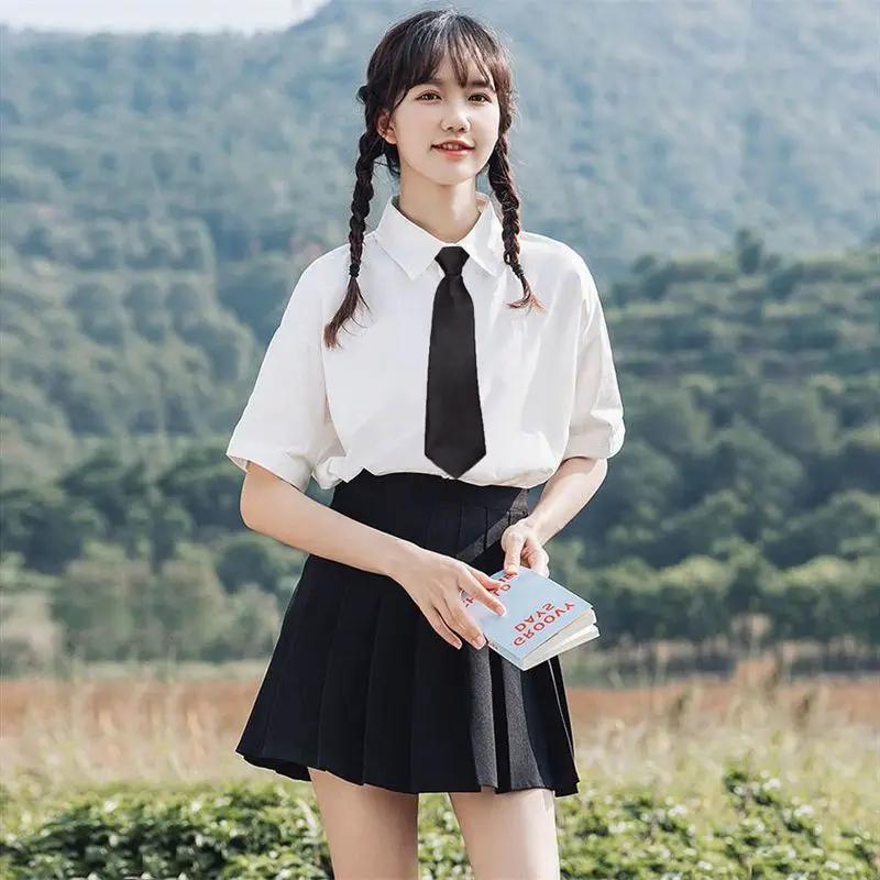 Черные плиссированные юбки для женщин, женская юбка А-силуэта с высокой талией, короткая одежда в стиле колледжа, японские женские брюки