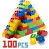 WYSWYG 100-Piece Classic Building Block Set, 5 Colors, Duplo Compatible, Anpanman Compatible, Educational Toy for Toddlers To Develop Imagination and