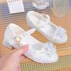 Girls Princess Leatehr Shoes Wedding Children High Heels Shiny Crystal Big Diamond Kids Dance Party Student Performance Shoes