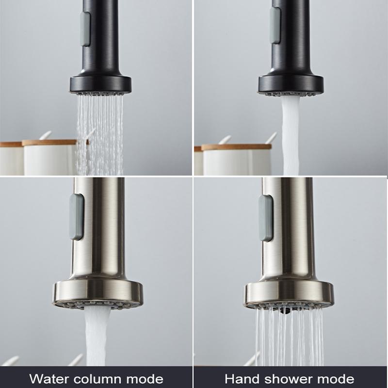 Матовый черный выдвижной кухонный смеситель, хромированный двойной режим, насадка, смеситель для горячей и холодной воды, кран-кран, латунные пружинные смесители для кухонной мойки