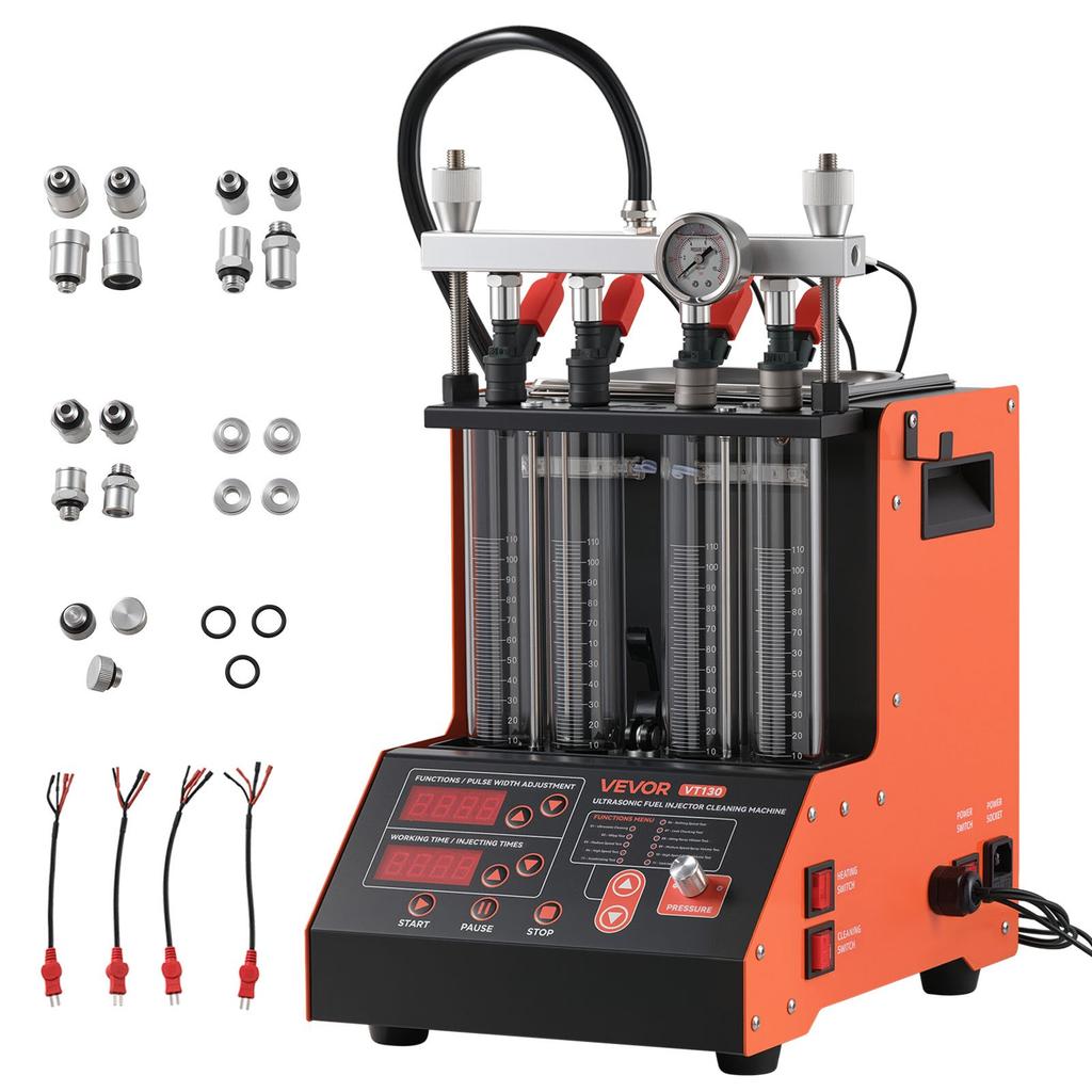 VEVOR Fuel Injector Cleaner Tester, 9 Test Modes, 4-Cylinder 28kHz Ultrasonic Cleaning Machine