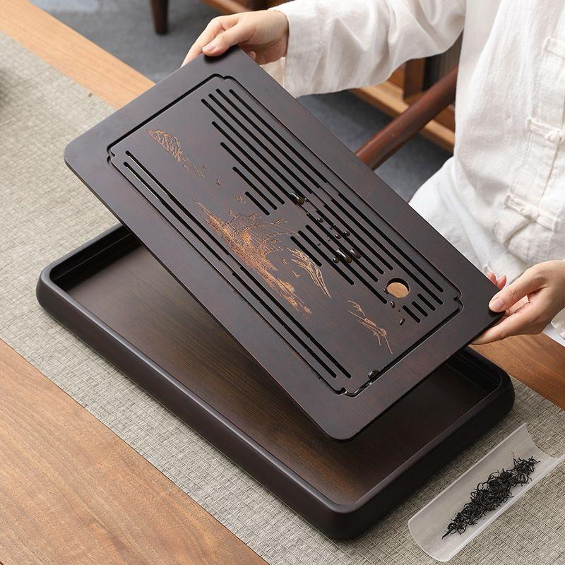 GIANXI Chinese Tea Ceremony Bamboo Tea Tray Tea Table Dry Brew Tea Table Decoration Storage Tray Coffee Tea Set Tea Sea Drainage