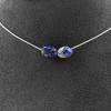 Necklace - A Bijoux - Lapis Lazuli - 2 Beads - Stainless Steel - Length 45 Cm